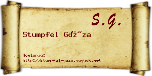 Stumpfel Géza névjegykártya